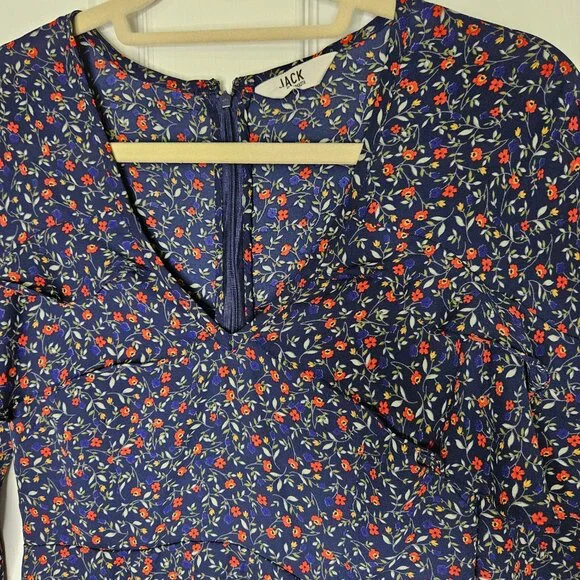 JACK by BB DAKOTA Blue Floral Mini Dress Long sleeves  Size S - Picture 6 of 16